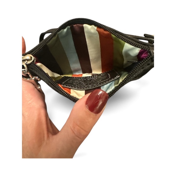 Coach Legacy 65th Anniversary Black Signature Canvas Striped Zipper Wristlet - Picture 7 of 7